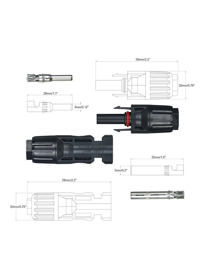 Generic 10-Pair Male/Female Solar Panel Cable Connector For PV System Black  - Image 4
