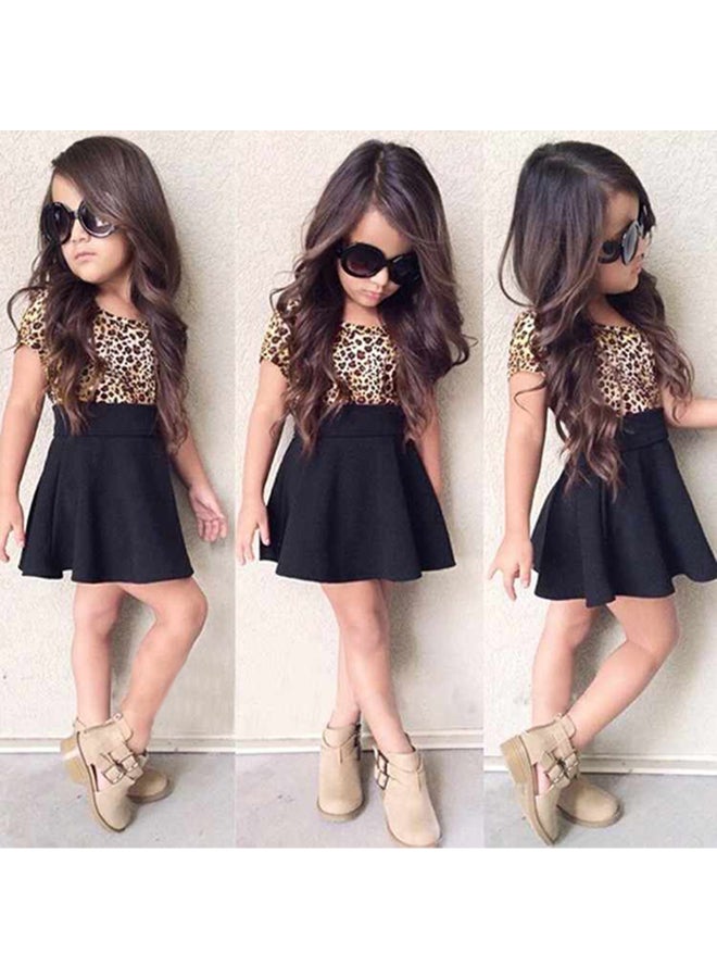 Leopard Print Pleated Dress Multicolour - Image 5