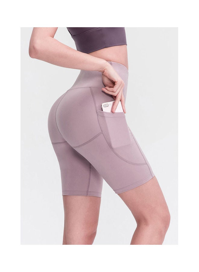High Waist Yoga Shorts With Pockets XL Size - Image 1