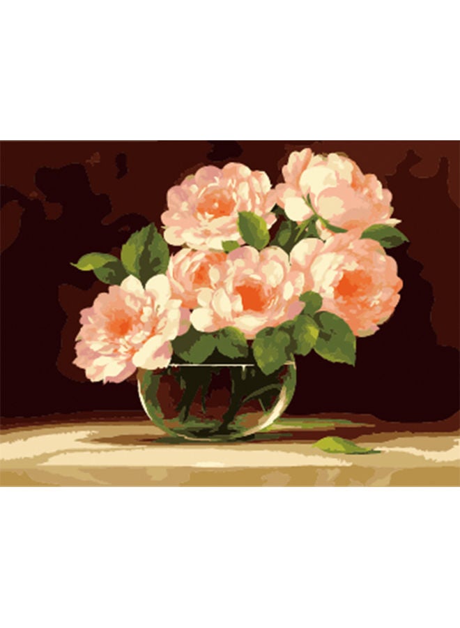لوحة زيتية من قماش الكانفاس بتصميم زهور جميلة يمكنك تلوينها بنفسك حسب الأرقام متعدد الألوان - Image 1