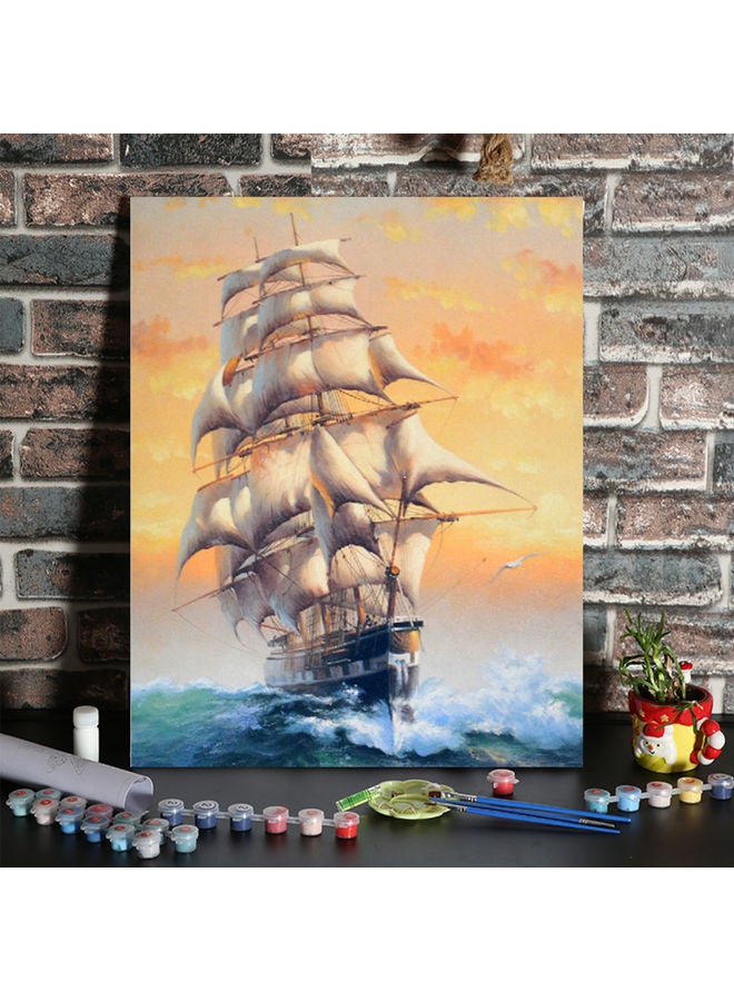 Sailboat Pattern DIY Paint By Number Oil Painting On Canvas Kit Castle Multicolour