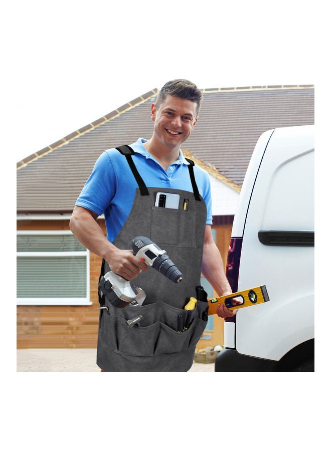 Gardening Tool Apron With Pocket Grey  - Image 5