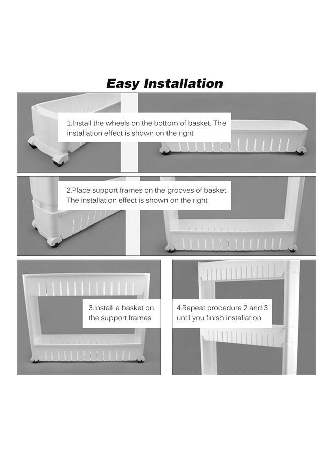 3 Tier Slim Tower Storage Rack White - Image 2