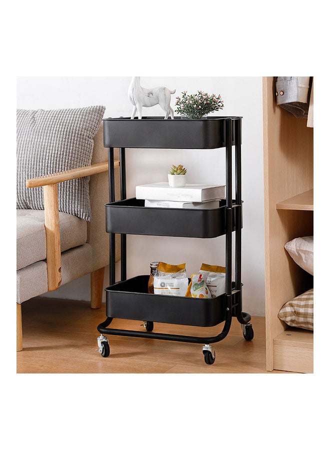 عربة تخزين متحركة متعددة الاستعمالات من 3 طبقات أسود - Image 5