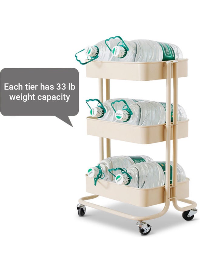 عربة تخزين متحركة متعددة الاستعمالات من 3 طبقات أسود - Image 1