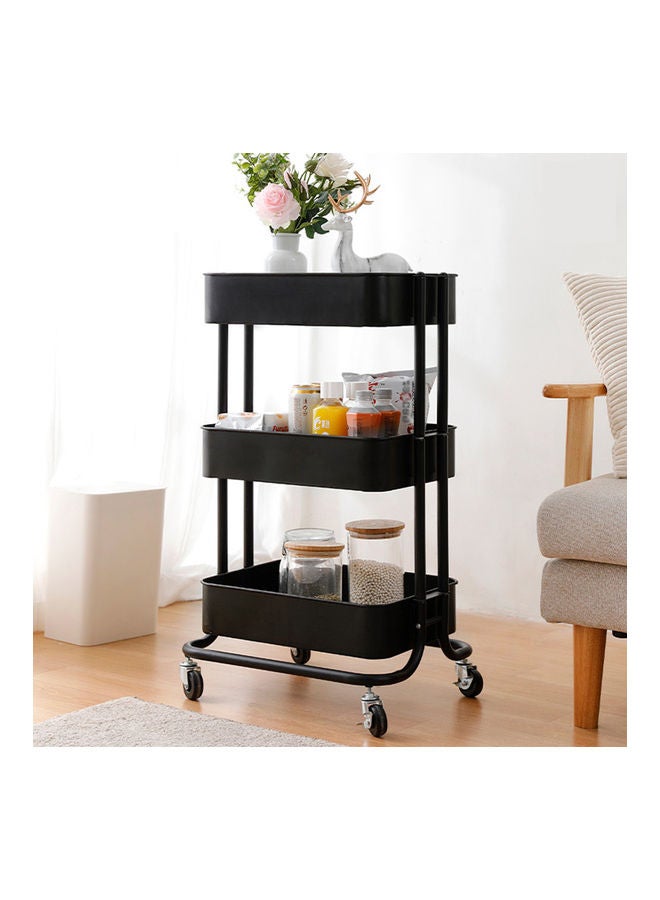 عربة تخزين متحركة متعددة الاستعمالات من 3 طبقات أسود - Image 3