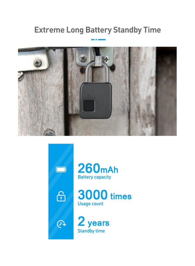 قفل ذكي يعمل ببصمة الإصبع من دون مفتاح وقابل للشحن ومزود بمنفذ USB متعدد الألوان  - Image 5