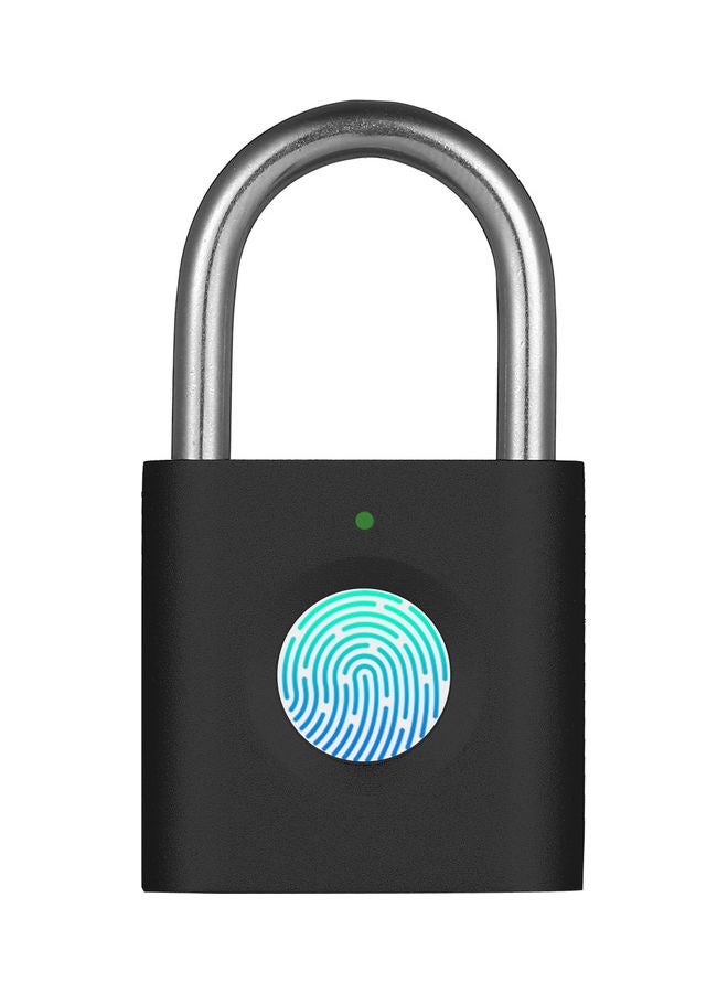 USB Smart Fingerprint Padlock Rechargeable Keyless Lock Black  - Image 1