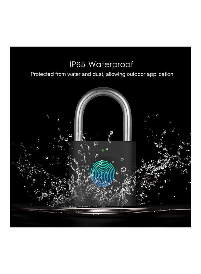 USB Smart Fingerprint Padlock Rechargeable Keyless Lock Black  - Image 3
