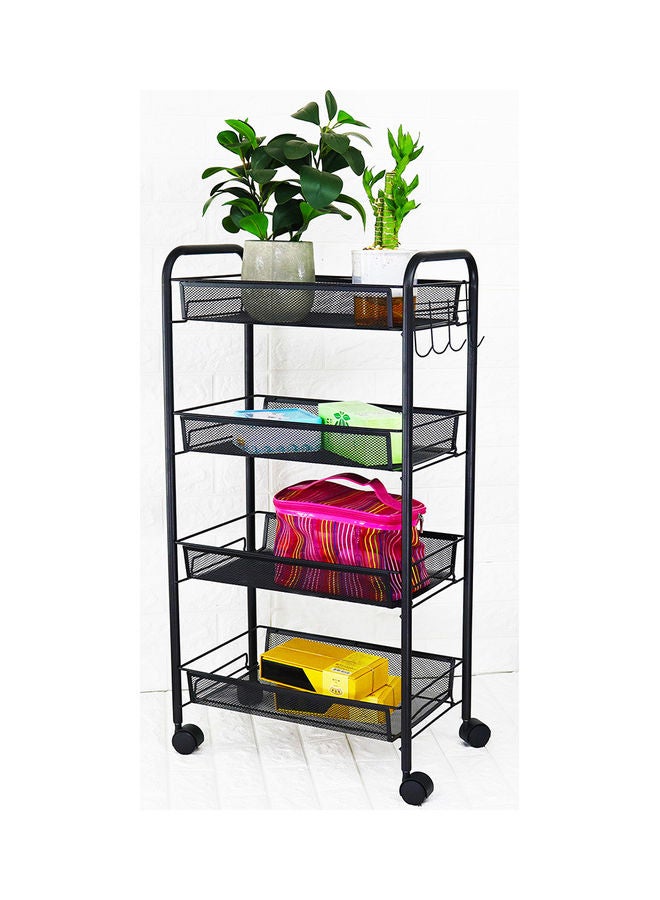 سلة متعددة الاستخدامات بعجلات مكون من 4 طبقات أسود - Image 5