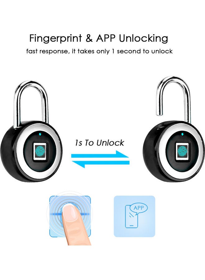 Smart BT Fingerprint Padlock Black  - Image 3