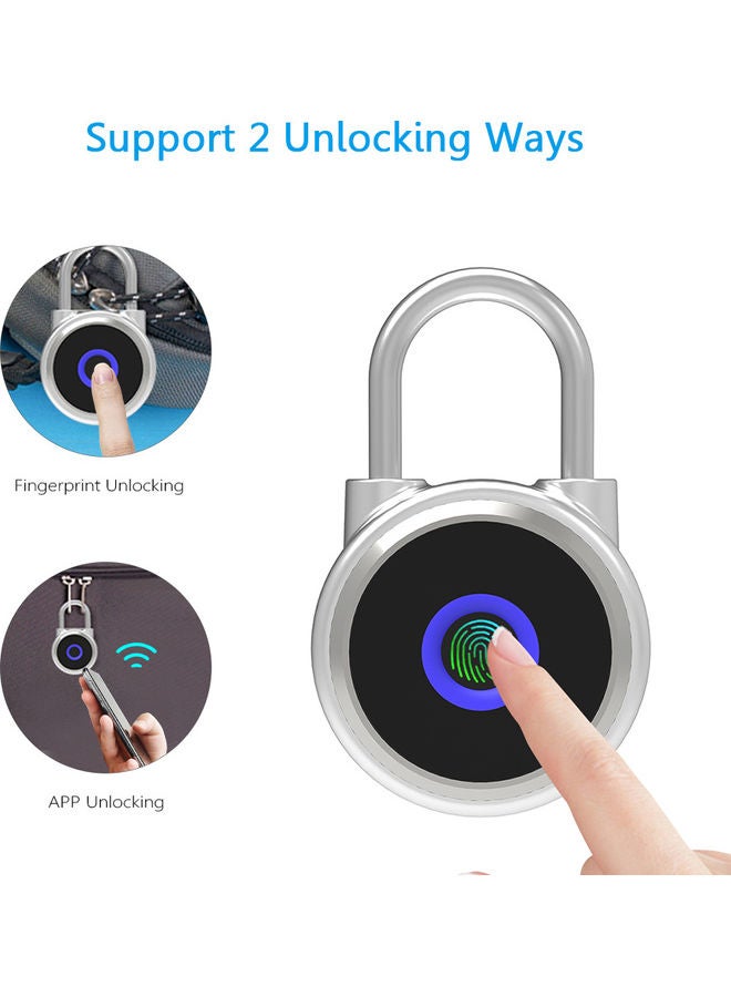 Fingerprint Padlock BT Lock Silver  - Image 4