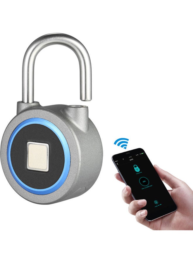 USB Rechargeable Smart Fingerprint Lock Blue  - Image 4