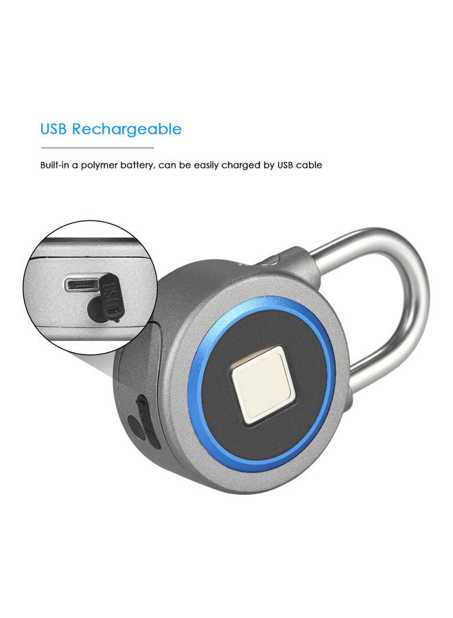 USB Rechargeable Smart Fingerprint Lock Blue  - Image 5