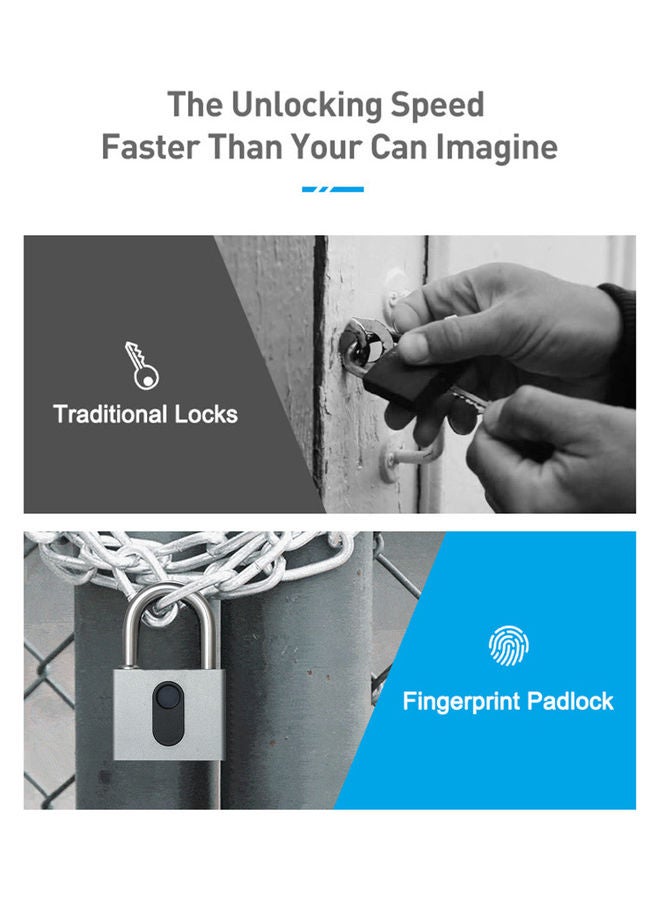 قفل ذكي يعمل ببصمة الإصبع بمنفذ USB رمادي  - Image 5