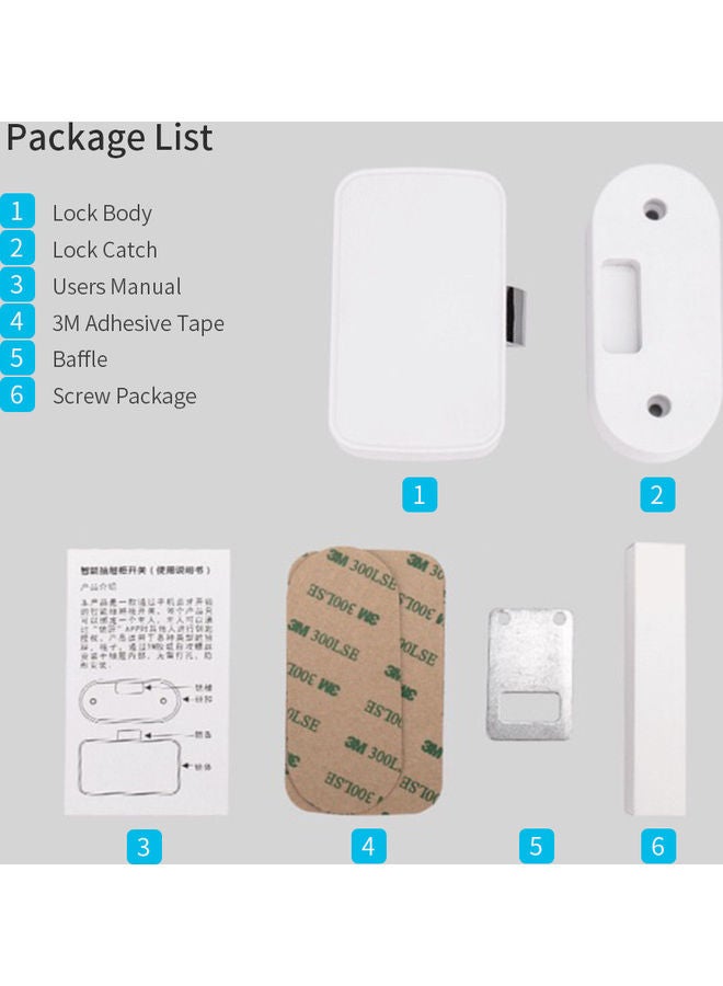 Intelligent BT App Drawer Lock White  - Image 2
