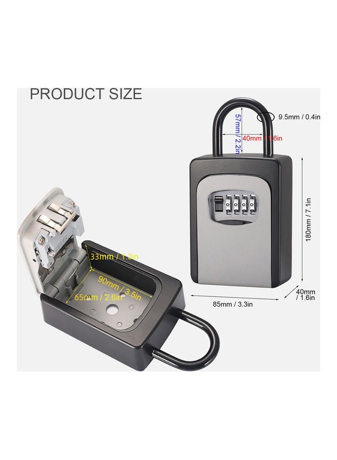 4-Digit Combination Password Key Storage Lock Box Grey  - Image 3