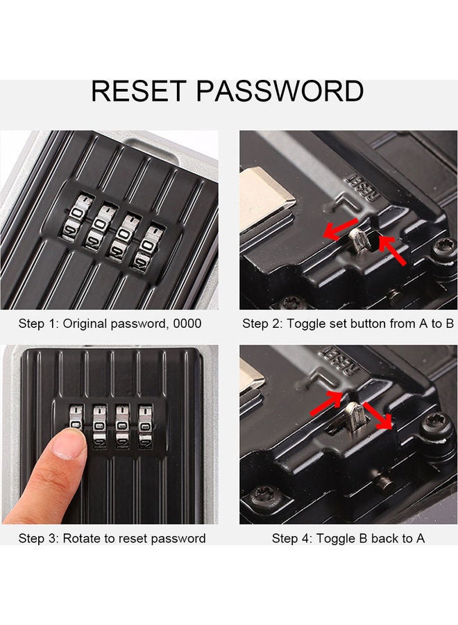 4-Digit Combination Password Key Storage Lock Box Black  - Image 5