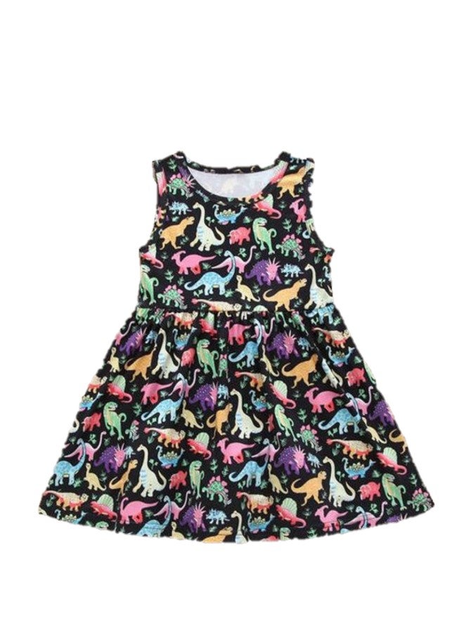 Dinosaur Printed Midi Dress Multicolour - Image 1