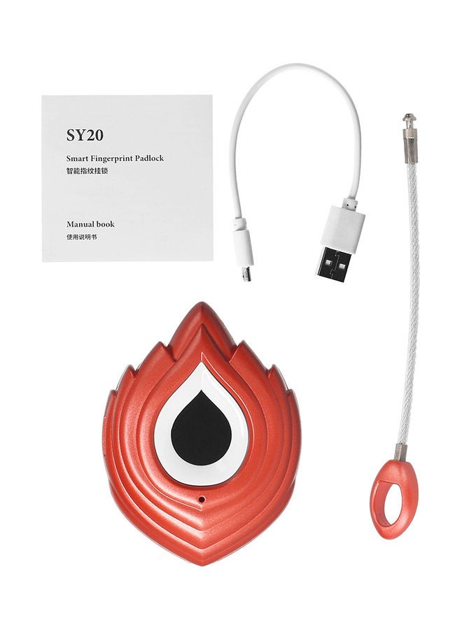 Smart Fingerprint Rechargeable Keyless Padlock Red  - Image 1