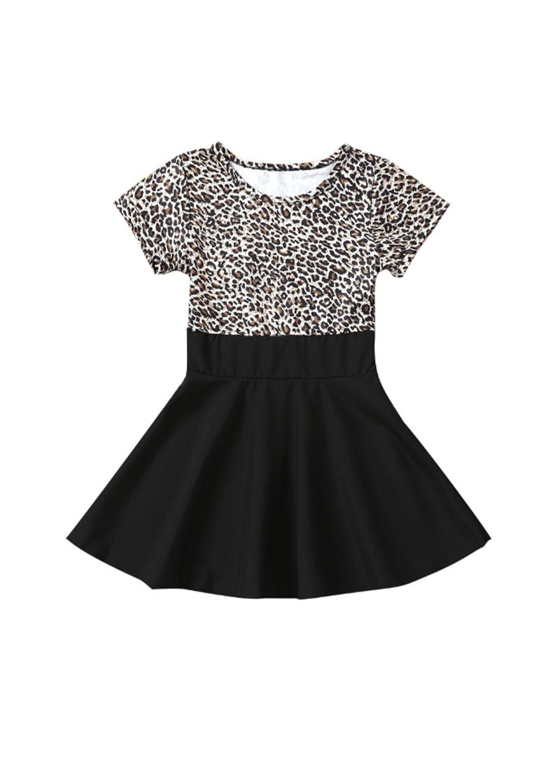 Leopard Print Pleated Dress Multicolour - Image 1