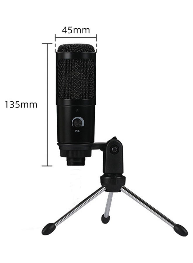 USB Microphone Karaoke Recording with Clip Tripod Plug LU-VH50-45 Black  - Image 3