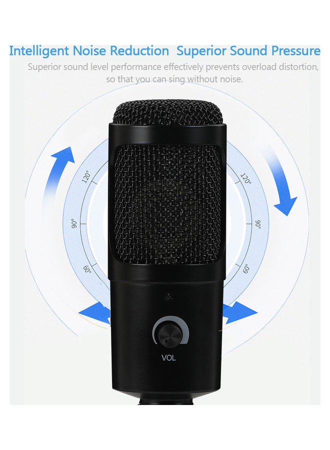 USB Microphone Karaoke Recording with Clip Tripod Plug LU-VH50-45 Black  - Image 4