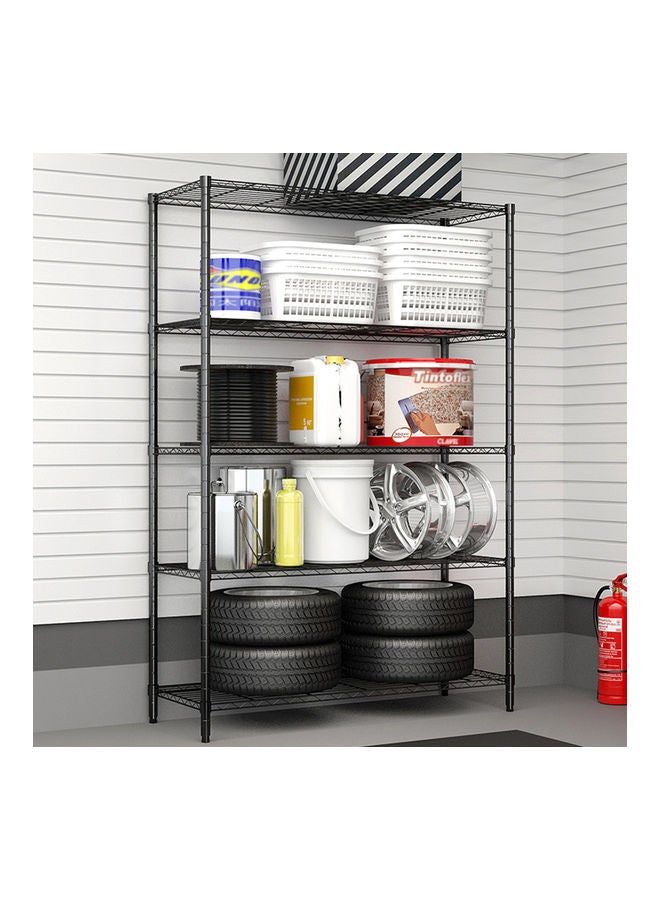 5-Tier Adjustable Storage Shelving Rack Black - Image 2