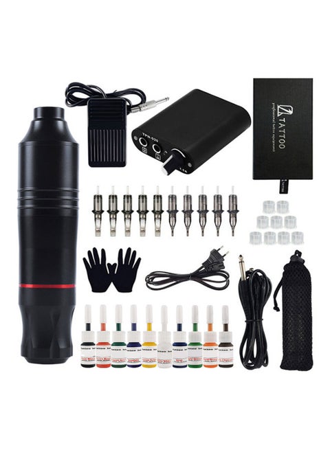 Portable Tattoo Machine Pen Kit with Foot Pedal and Clip Cord Multicolour