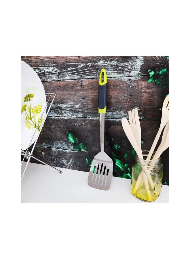 Royalford Stainless Steel Slotted Turner Silver/Black/Yellow - Image 2