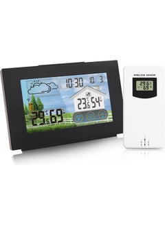 Multifunctional Alarm Clock with Wireless Sensor Black 16.00 X 6.00 X 10.80cm