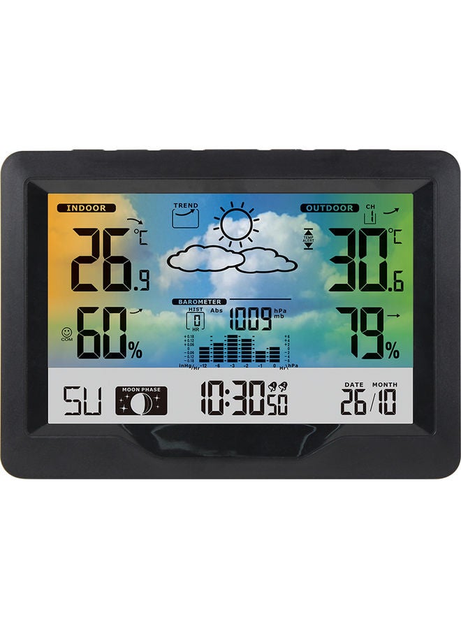 ساعة منبه بخاصية التنبؤ بالطقس مع جهاز استشعار لاسلكي . أسود/ أبيض 17.00 X 6.50 X 12.80سم - Image 3