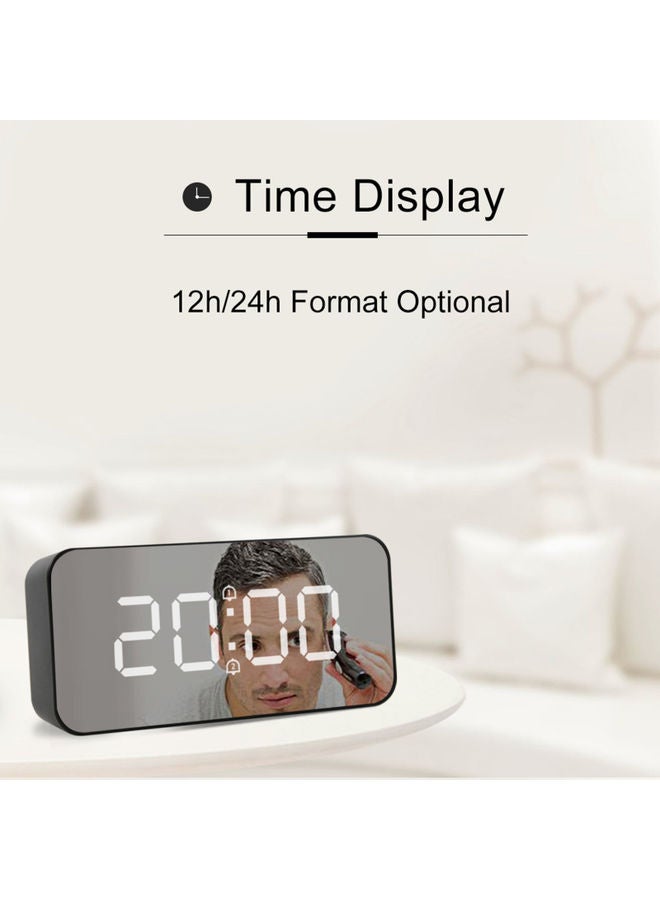 ساعة منبه متعددة الوظائف مزودة بمرآة وإضاءة LED فضي 14.00 X 5.50 X 7.50سم - Image 3