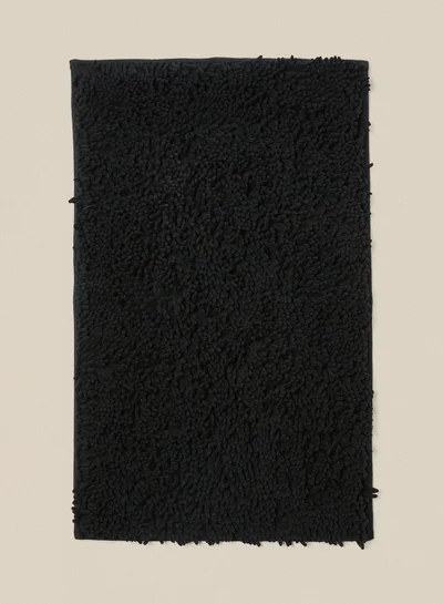 Noon East Bath Mat - 60X100 Cm - Shaggy - Black Color - Bathroom Mat Anti-Slip 61 x 99 cm Black