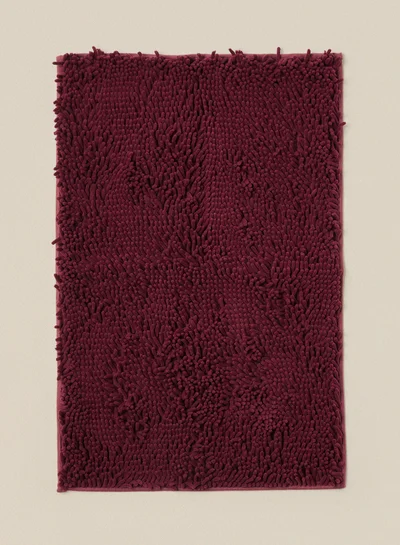 Noon East Bath Mat - Shaggy - Bathroom Mat Anti-Slip 60 x 100 cm Burgundy