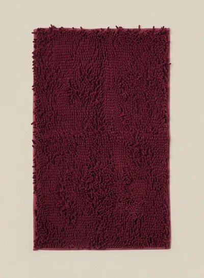 Noon East Bath Mat -  Shaggy - Bathroom Mat Anti-Slip - 70 x 120cm Burgundy