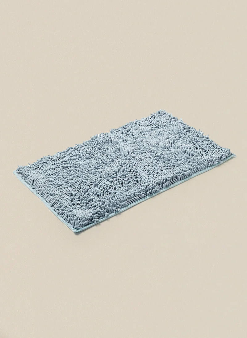 Noon East Bath Mat - 60X100 Cm - Shaggy - Spablue Color - Bathroom Mat Anti-Slip 61 x 99 cm Spa Blue