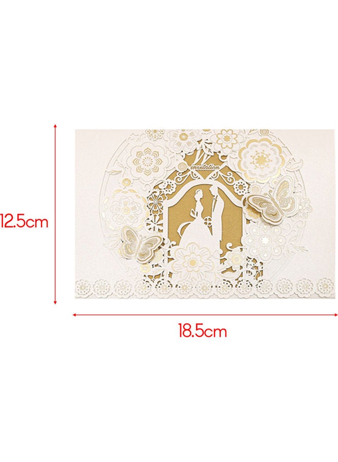 10-Piece Hollow Out Bride and Groom Invitation Card White/Gold  - Image 2