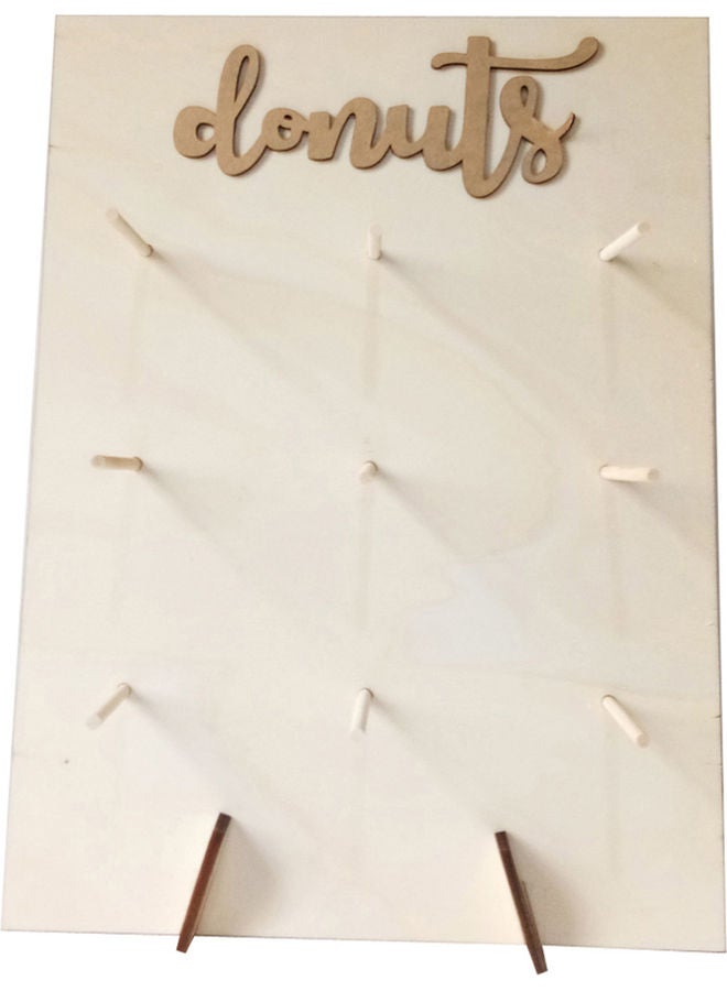 Wall Mounted Wooden Donuts Holder for Party Decoration Beige - Image 1