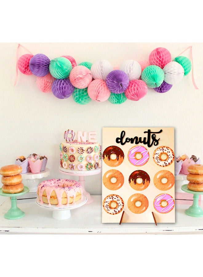 Wall Mounted Wooden Donuts Holder for Party Decoration Beige - Image 2