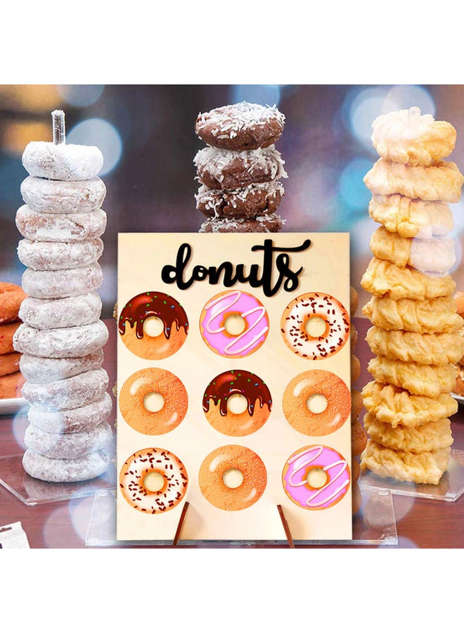 Wall Mounted Wooden Donuts Holder for Party Decoration Beige - Image 3