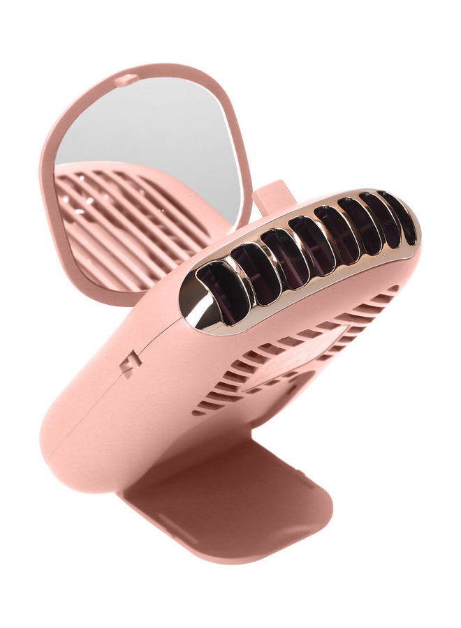 Mini Hanging Neck Fan with Cosmetic Mirror S0-964 Pink  - Image 1