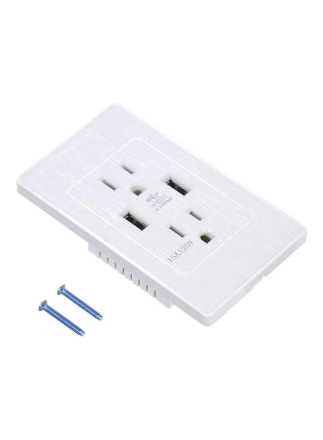 15A USB Wall Socket with Screws White - Image 1