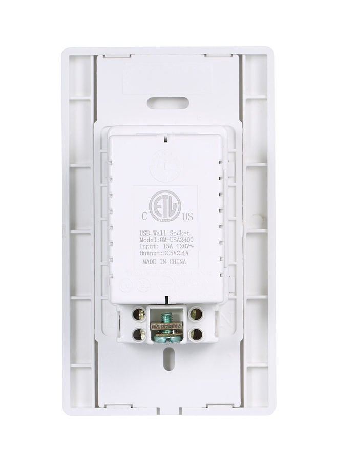 15A USB Wall Socket with Screws White - Image 2