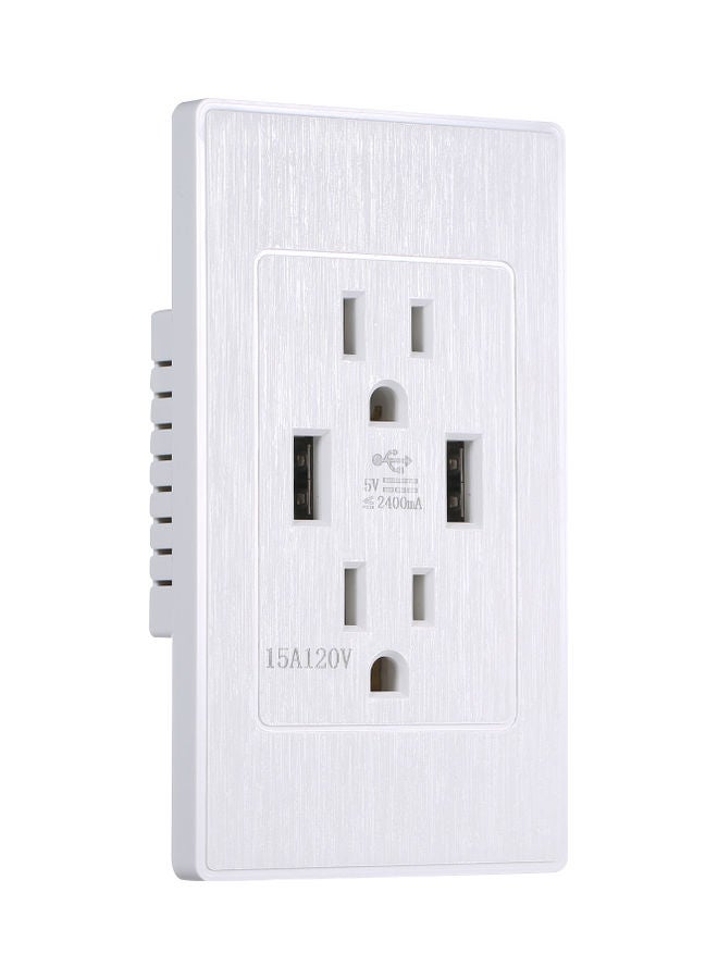 15A USB Wall Socket with Screws White - Image 3