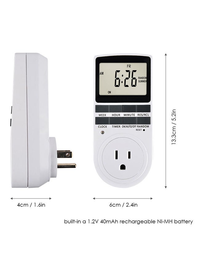 طقم مقبس مع مؤقت رقمي مكون من قطعتين أبيض - Image 3
