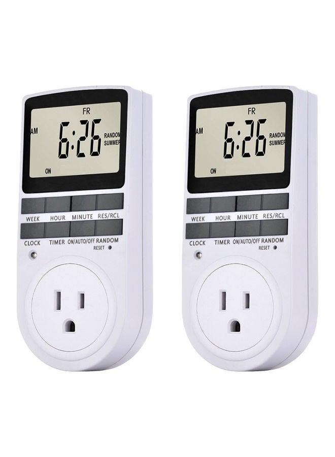 طقم مقبس مع مؤقت رقمي مكون من قطعتين أبيض - Image 1