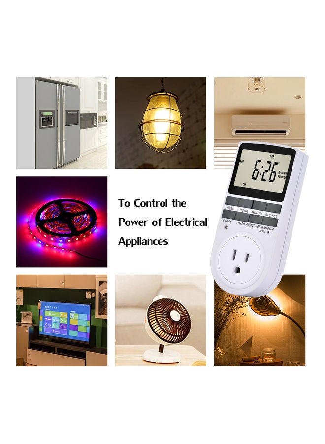 طقم مقبس مع مؤقت رقمي مكون من قطعتين أبيض - Image 2