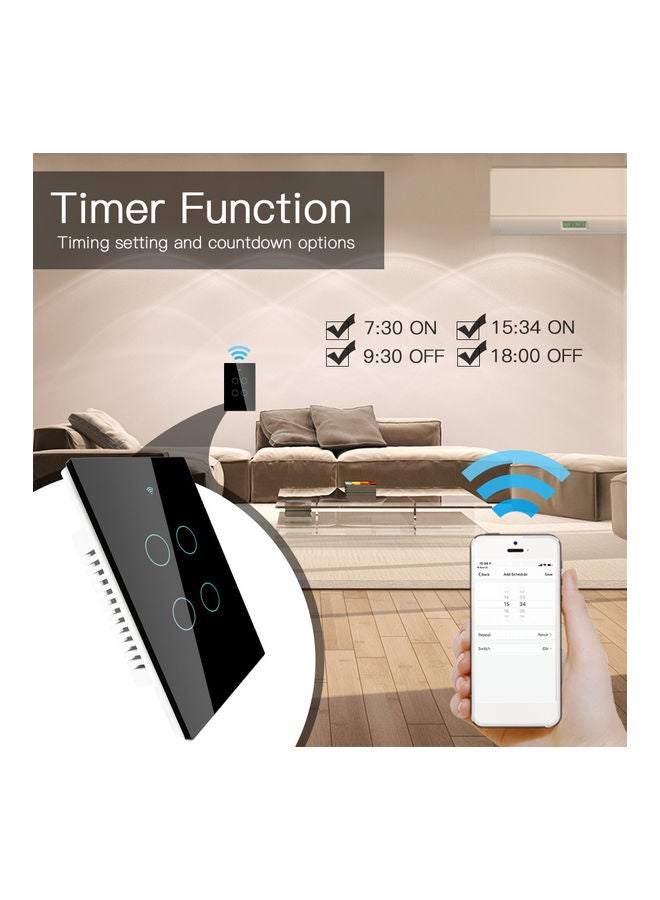 مفتاح ذكي يعمل باللمس مزود ب 4 أزرار وخاصية الواي فاي مع براغي أسود - Image 2