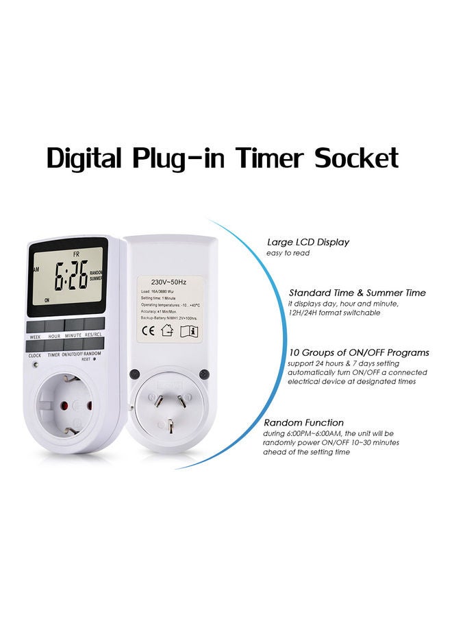 Digital Plug-in Timer Socket White - Image 3